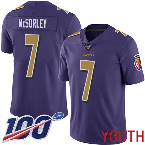 Baltimore Ravens Limited Purple Youth Trace McSorley Jersey NFL Football #7 100th Season Rush Vapor Untouchable->baltimore ravens->NFL Jersey